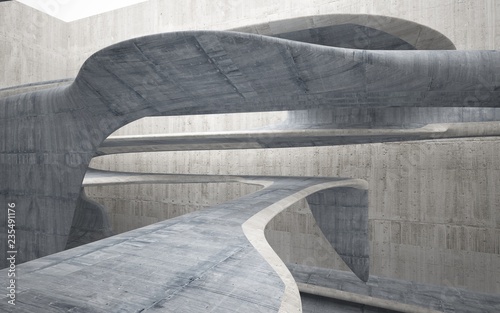 Empty dark abstract concrete smooth interior . Architectural background. 3D illustration and rendering © SERGEYMANSUROV