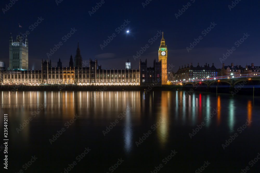 Big Ben and the Westminster Palace at night