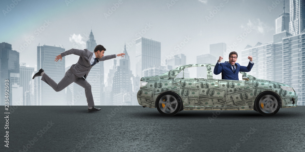 Fototapeta premium Businessman in the business concept with dollar car