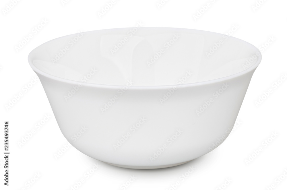 Isolated dish. Empty white bowl isolated on white background with clipping path Isolated dish. Empty white bowl isolated on white background with clipping path