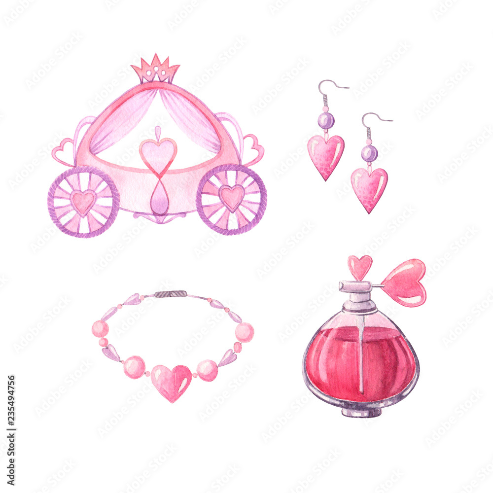 set with pink carriage