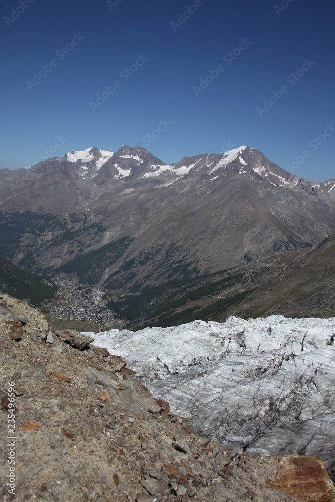 gletscher in der Schweiz in Saas Fee im Sommer