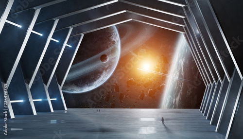 Fototapeta Naklejka Na Ścianę i Meble -  Huge hall spaceship interior 3D rendering elements of this image furnished by NASA