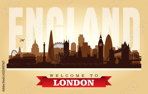 London United Kingdom city skyline vector silhouette