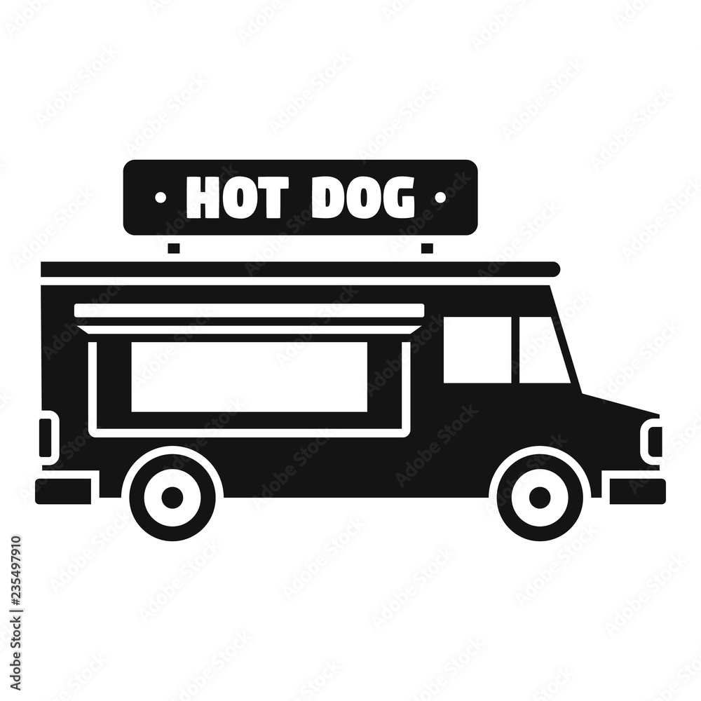 Hot dog truck icon. Simple illustration of hot dog truck vector icon for web design isolated on white background
