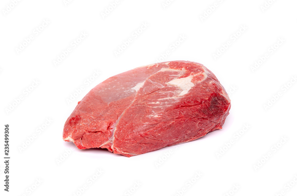 Piece of fresh raw horse meat isolated on white background