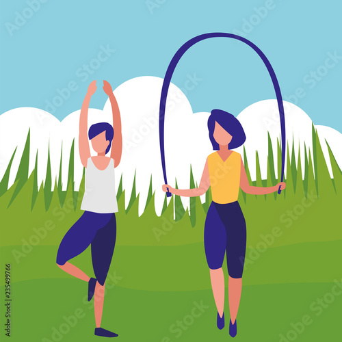 young woman jumping rope