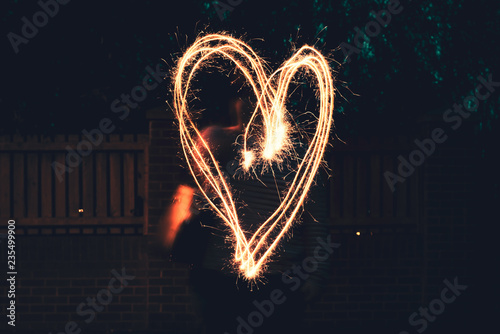 A large heart drawn out with a sparkler during Fireworks day - 2018