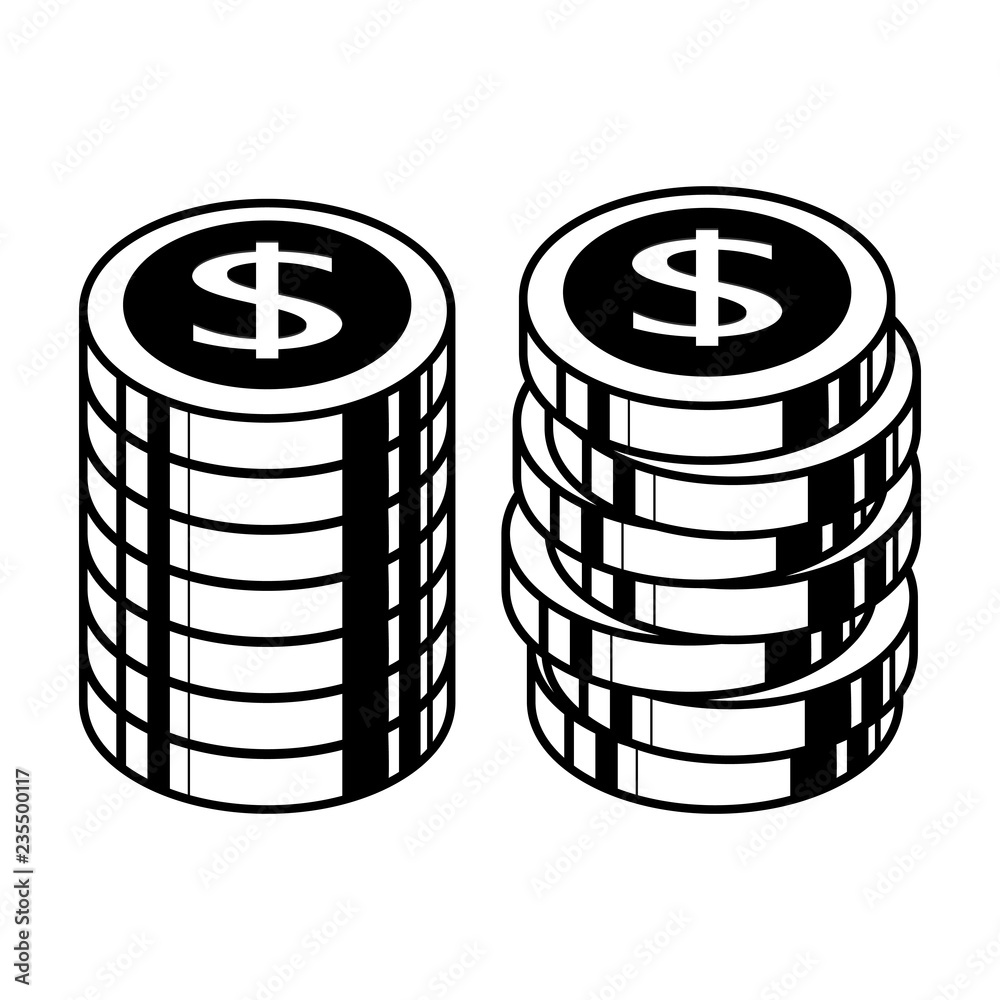Coins icon. Vector illustration of a coin with a dollar sign. Money, coins, dollars. Coins icon. Vector illustration of a coin with a dollar sign. Money, coins, dollars.