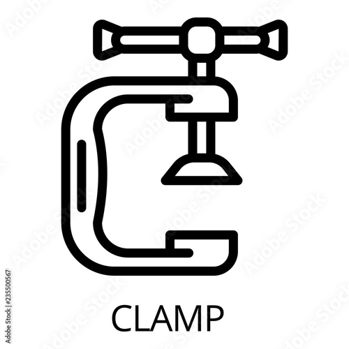 Metal clamp icon. Outline metal clamp vector icon for web design isolated on white background