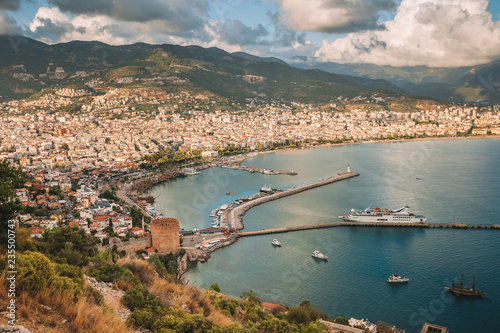 Turkey, Alanya - City view with mountains and sea