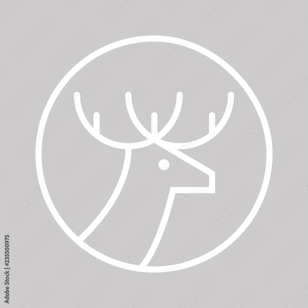 Hirsch - Rentier - Elch - Reh - Icon, Piktogramm, grafisches Element - weiß - Hintergrund grau