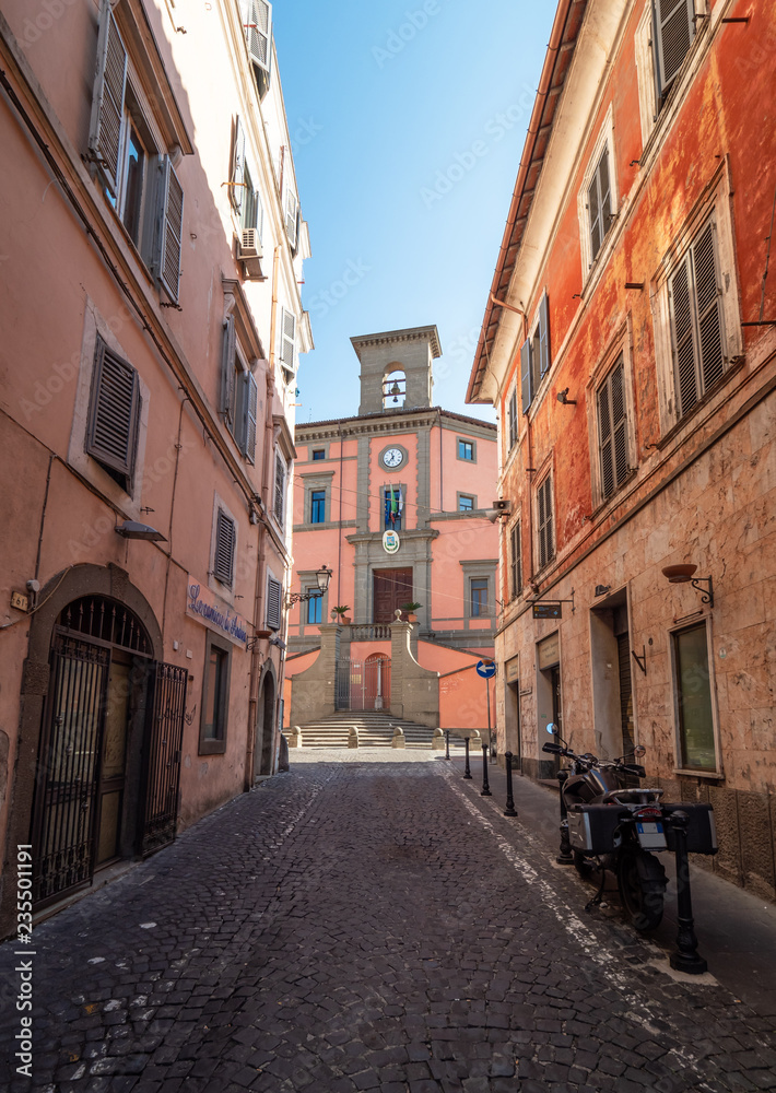 Marino (Italy) - An old city of Castelli Romani in metropolitan area of Rome, famous for its white wine and its Grape Festival. Here a view of historic center. 