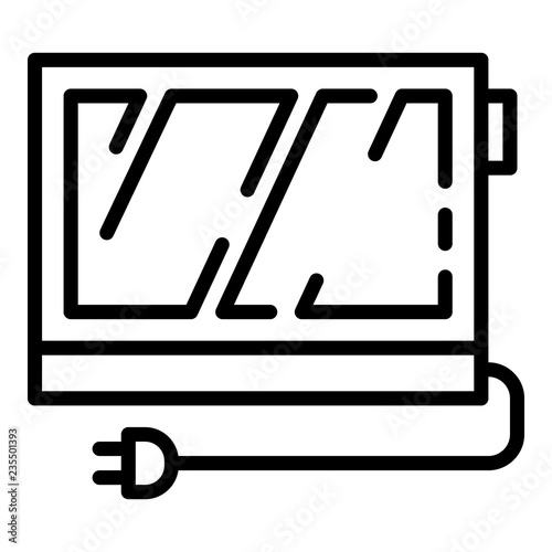 Plug home heater icon. Outline plug home heater vector icon for web design isolated on white background