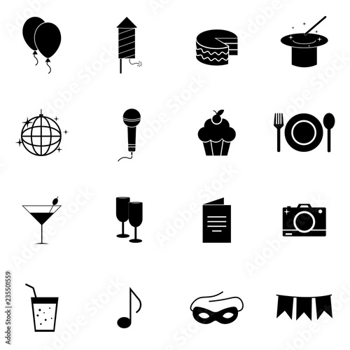 Party Icons and Celebration Icons with White Background