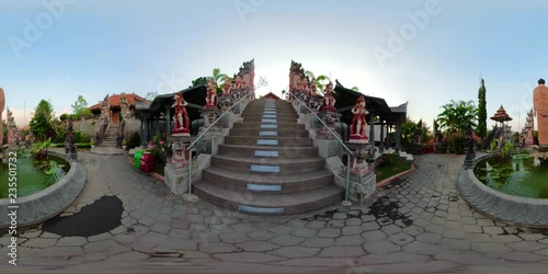 vr360 buddhist temple Brahma Vihara Arama with statues of the gods. balinese temple, old hindu architecture, Bali architecture, ancient design. Travel concept. indonesia photo