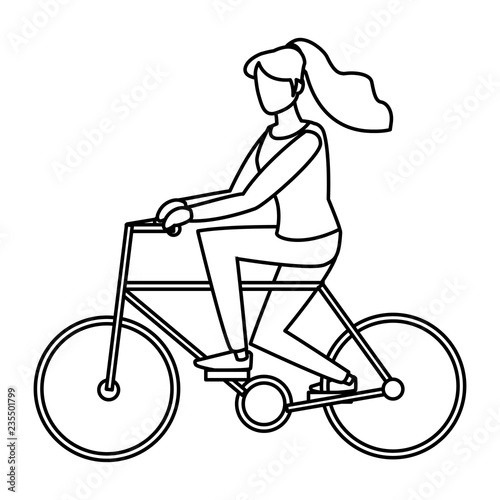 young woman in bicycle