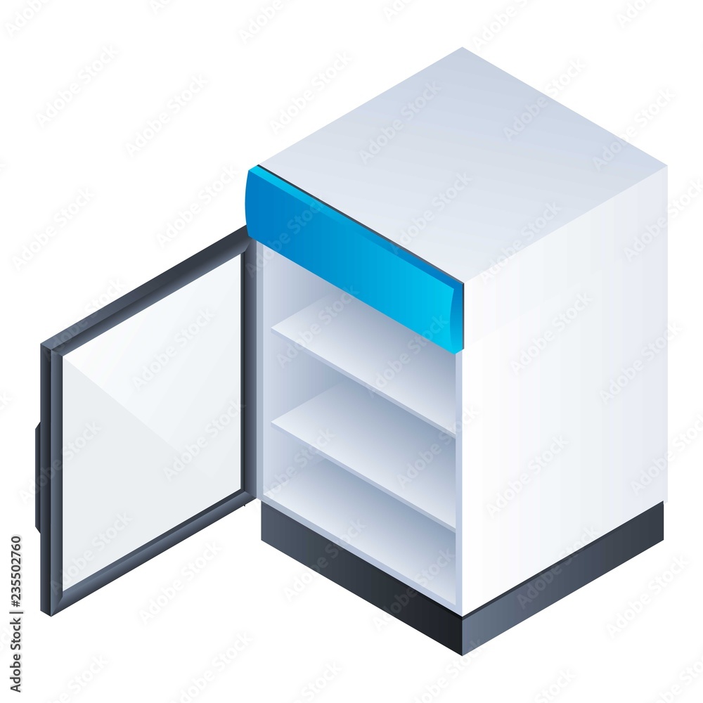 Open freezer icon. Isometric of open freezer vector icon for web design isolated on white background Open freezer icon. Isometric of open freezer vector icon for web design isolated on white background