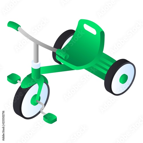 Green tricycle icon. Isometric of green tricycle vector icon for web design isolated on white background