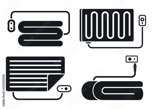 Warm electric blanket icon set. Simple set of warm electric blanket vector icons for web design on white background