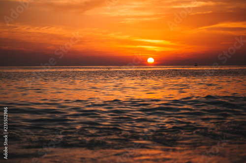 Warm beautiful evening sunset above sea  Cleopatra s beach in Alanya  Turkey