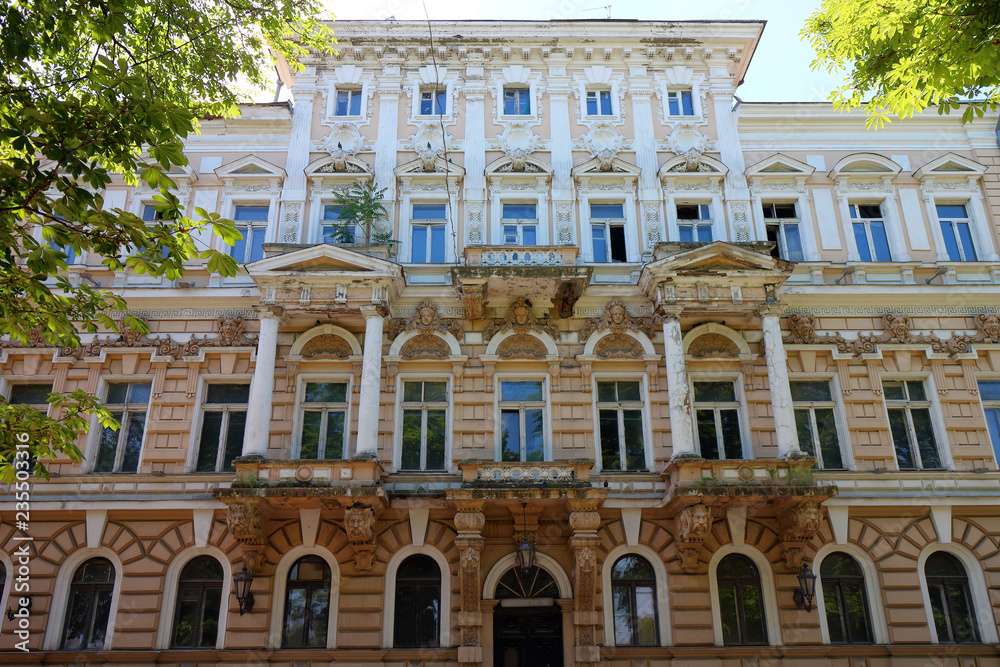 Facade of the baroque building in Odessa