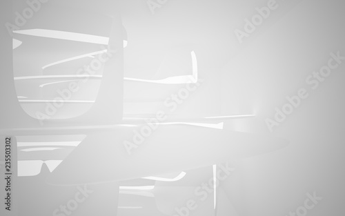 Abstract smooth white interior of the future. Architectural background. 3D illustration and rendering 