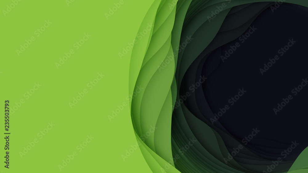 Vector 3D abstract background with paper cut shape. Colorful green ...