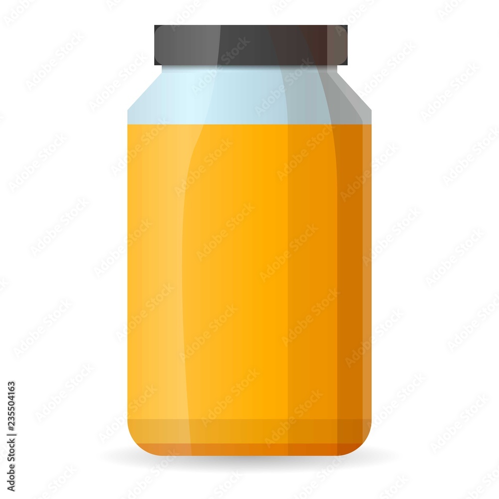 Honey glass jar icon. Cartoon of honey glass jar vector icon for web design isolated on white background Honey glass jar icon. Cartoon of honey glass jar vector icon for web design isolated on white background