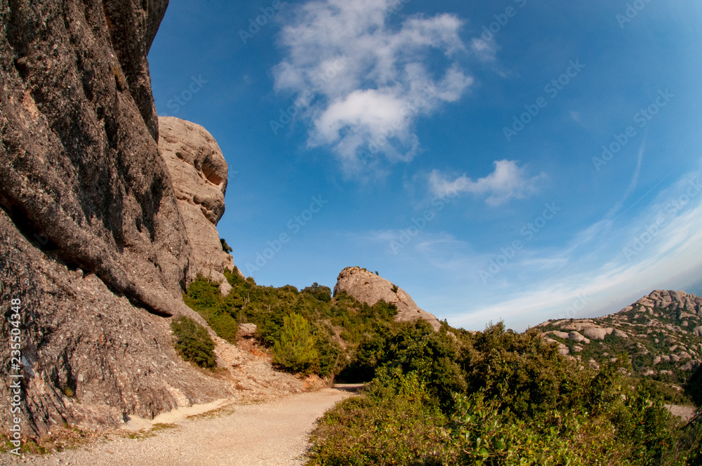 Path amongst the peaks of Montserrat mountain range
