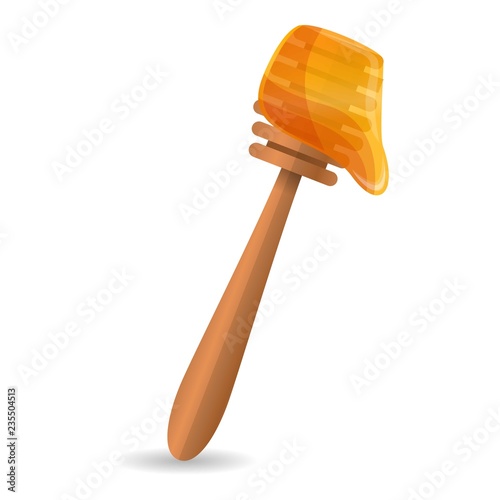 Wood honey spoon icon. Cartoon of wood honey spoon vector icon for web design isolated on white background