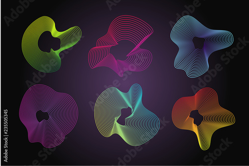 Future morphing lines. Abstract vector backgrounds set with guilloche. Covers and posters templates. photo
