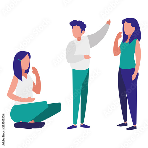 group of young people modeling characters