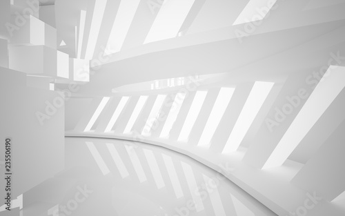 Abstract white interior highlights future. Architectural background. 3D illustration and rendering © SERGEYMANSUROV