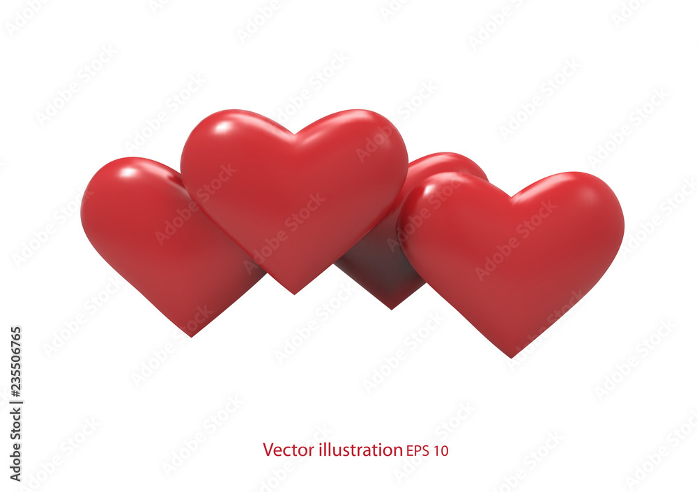 Realistic Red Heart .Valentine Day ,Vector illustration