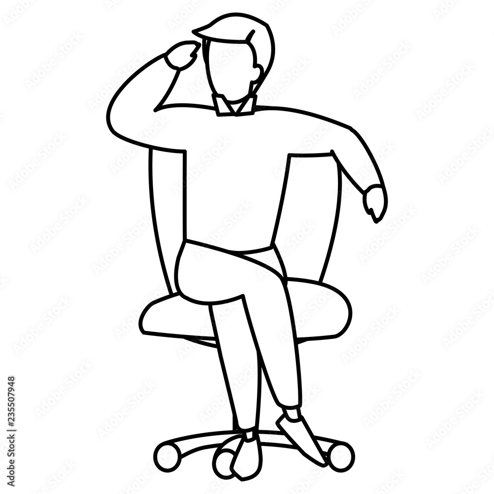young man sitting in the office chair young man sitting in the office chair