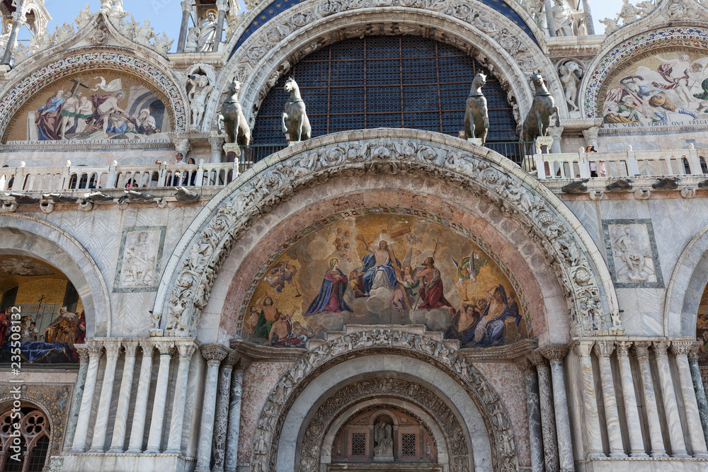 Mosaic on the facade of St. Mark's Cathedral in Venice