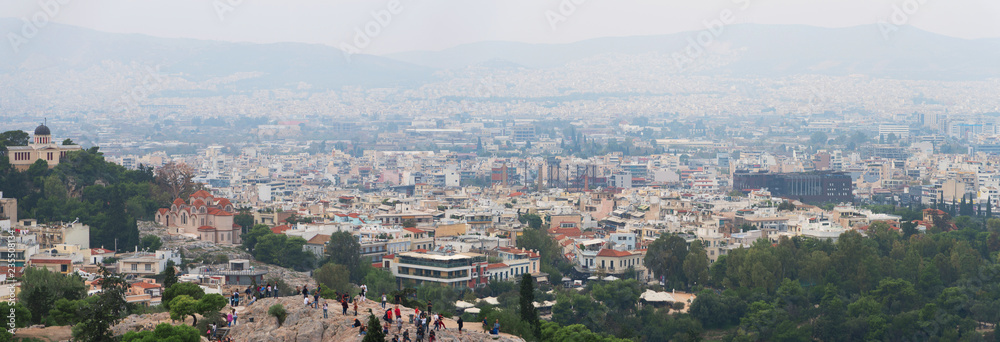 Aerial view on Areopagus Hill and Athens City.