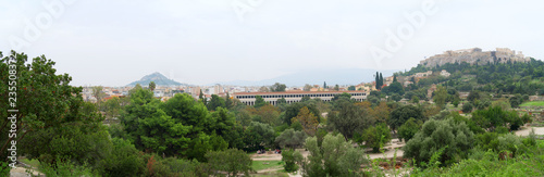 Stoa of Attalos and Acropolis Hill in Athens  Greece
