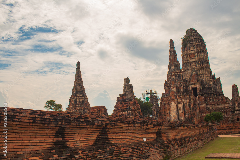 Ruins of ancient pagoda made of old red bricks Ayutthaya Thailand Ruins of ancient pagoda made of old red bricks Ayutthaya Thailand
