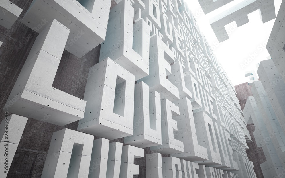 custom made wallpaper toronto digitalEmpty dark abstract brown concrete room interior with statue of word "love". Architectural background. 3D illustration and rendering