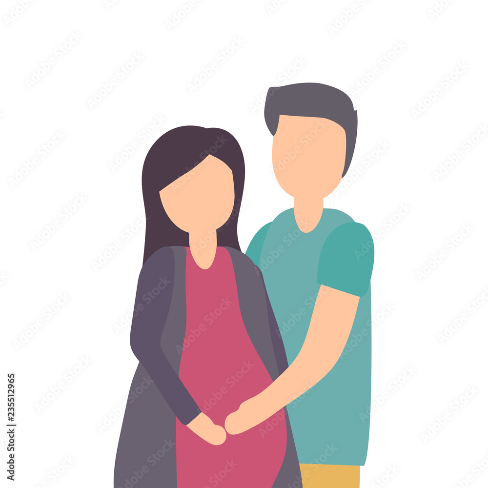 A married couple expecting a baby. Pregnant Woman and man. Husband and wife, family. Vector illustration. A married couple expecting a baby. Pregnant Woman and man. Husband and wife, family. Vector illustration.