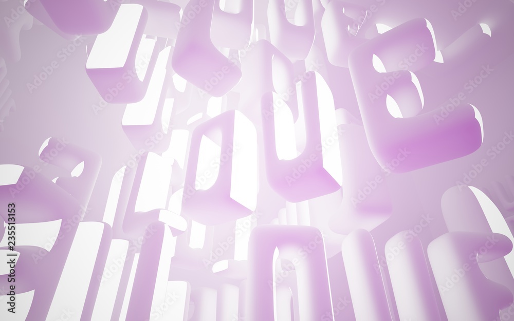 Abstract smooth interior of the future with statue of word Abstract smooth interior of the future with statue of word
