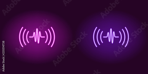 Neon sound wave, glowing sign. Vector voice sound