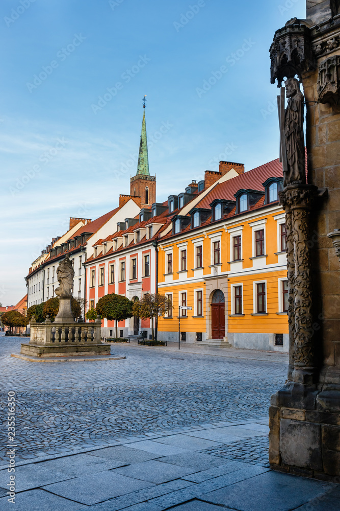 view of church of the Holy Cross and St Bartholomew  in Wroclaw, Poland