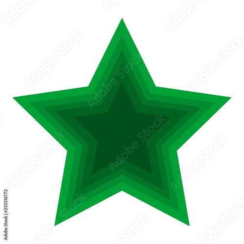 Christmas Green Star Icon Symbol Design. Vector Christmas decoration of green color isolated on white background. Christmas star for design, card, invitation, print.