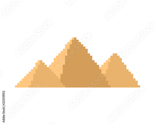 Egyptian pyramids pixel art. Ancients landmark 8 bit. Egypt showplace Pixelate 16bit. Old game computer graphics style