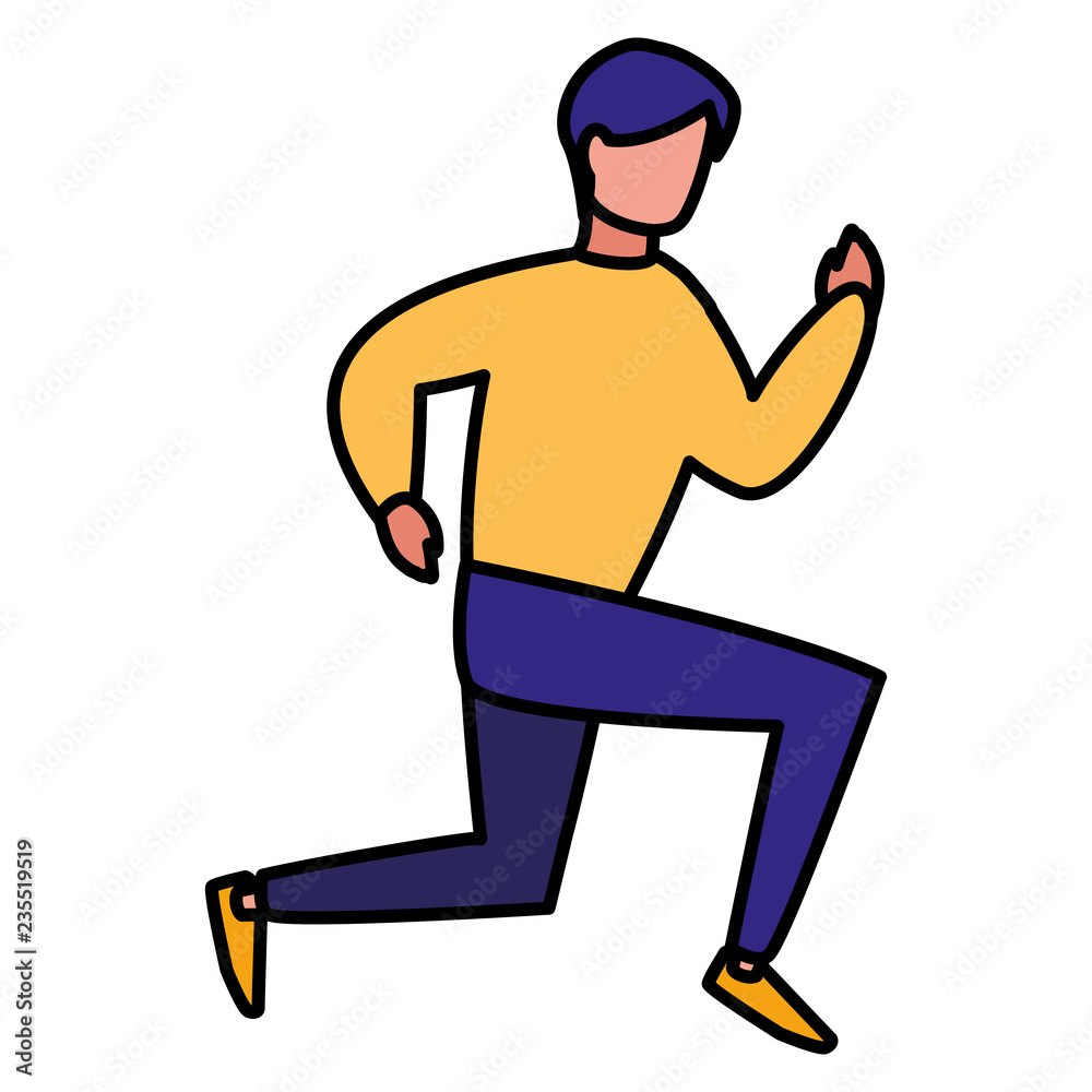 young man running character