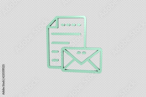 green Mail 3D illustration on transparent background photo