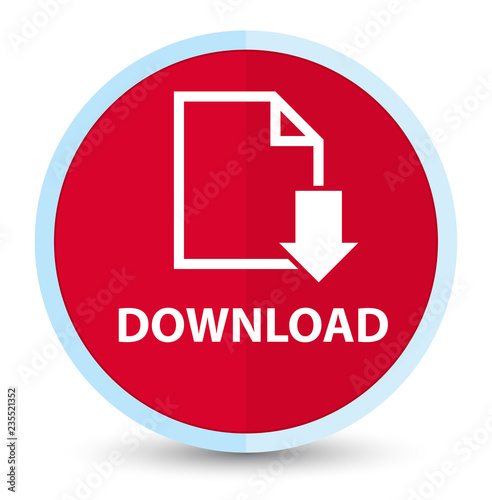 Download (document icon) flat prime red round button
